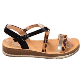 SHELOVET Sandaler i leopardprint brun sort