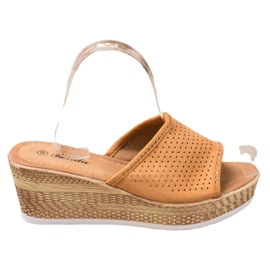 Renda Åbne kiletøfler brun