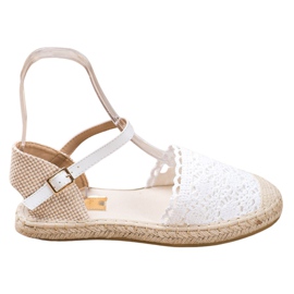 SHELOVET Hvide espadriller med blonder