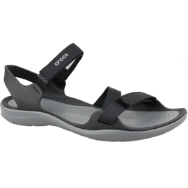 Crocs Swiftwater Webbing Sandal W 204804-001 sort grå