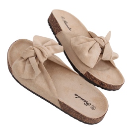 Beige 10-218 Beige tøfler i korksål