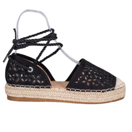 Bella Star Bundet Espadrilles på platformen sort