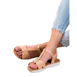 SHELOVET Beige tekstilsandaler