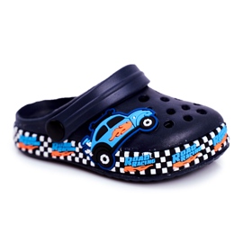 Giolan Tøfler til børn Foam Crocs Navy Blue Road Racing marine blå blå orange