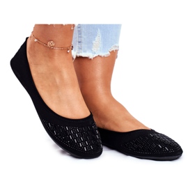 Le Scarpe Kvinders sorte ballerinaer med Amantero cubic zirconia