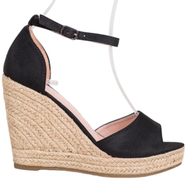 SHELOVET Sort Espadrilles på kilen
