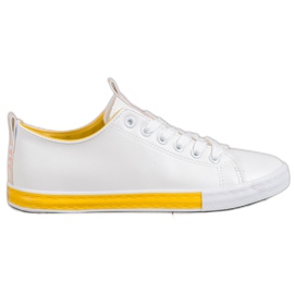 SHELOVET Sneakers Med Eco Leather Nice hvid gul