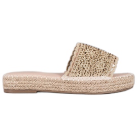 Small Swan Hjemmesko med krystaller beige