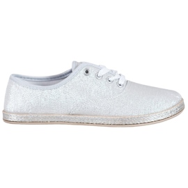 SHELOVET Sølv sneakers med glitter grå