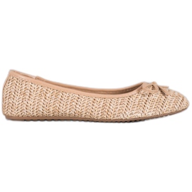 SHELOVET Flettet Ballerina Med En Sløjfe beige