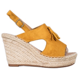 Small Swan Opbyggede sandaler med frynser gul
