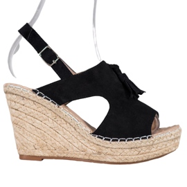 Small Swan Opbyggede sandaler med frynser sort