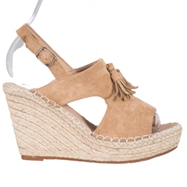 Small Swan Opbyggede sandaler med frynser brun