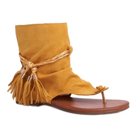 SEA Kvinders sandaler Klip-klapper med en skaft gul SL1011 Madrit