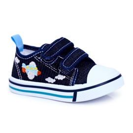 PL1 Marineblå Nimalo børnesneakers med velcro marine blå
