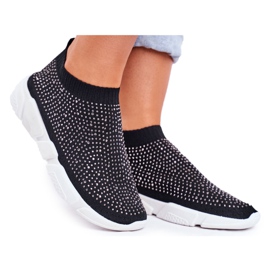 PS1 Kvinders Sport Slip-On Sko Sort med Cubic Zirconia Milodin