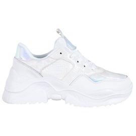 SHELOVET Eco læder sneakers hvid grå