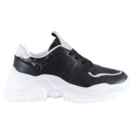SHELOVET Eco læder sneakers sort grå