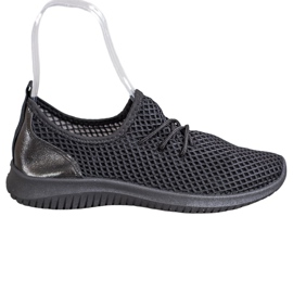 SHELOVET Bindede openwork sneakers sort