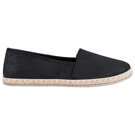 SHELOVET Sort Espadrilles med glitter