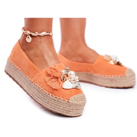 PS1 Kvinders Espadriller på Denver Orange Linen Platform