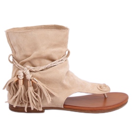SEA Sandaler til damer med flip -flops med skaft beige SL1011 Madrit