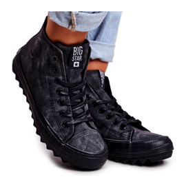 Kvinders sneakers Big Star High Warmed Black GG274069 sort