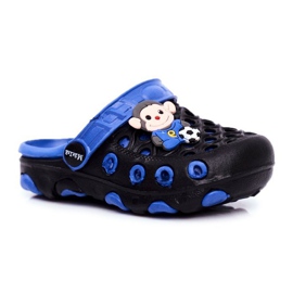 Børnetøfler Foam Crocs Black Monkey Footballer sort blå