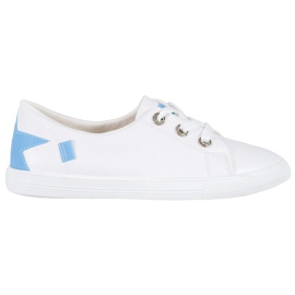 Weide Hvide sneakers med Eco Leather blå