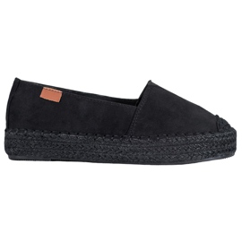 SHELOVET Sort Espadrilles med ruskind