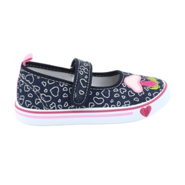 American Club Ballerinas sneakers med velcro TEN15 hjerter hvid marine blå lyserød