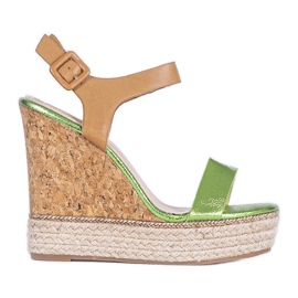 Grønne sandaler med espadrilleskiver VB76063 beige