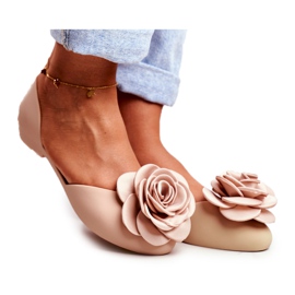 LU BOO Gummi Ballerinas Meliski Blomster Beige Esther