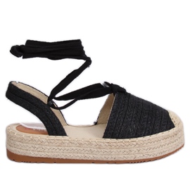 Sorte sandaler til kvinder espadrilles TU139P Sort