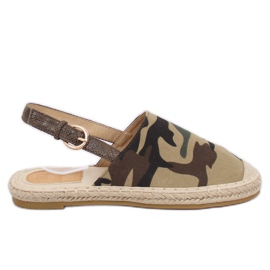 Espadriller med åben hæl camo HH-119 camouflage grøn