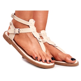 Lu Boo Sandaler til kvinder Beige japanske gladiatorer Achilla