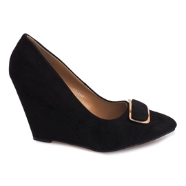 Suede Wedge Pumps LE113 Sort