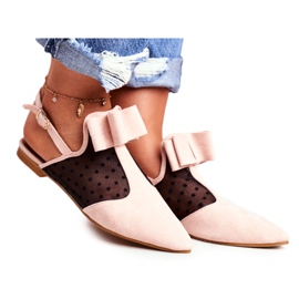 Lu Boo Ballerina Bows til kvinder, Mule Pink Domino lyserød