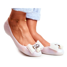 LU BOO Gummiballerinas Hvide Meliski Bows Pearl Millie