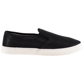 SHELOVET Slip-on sneakers med glitter sort