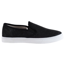 SHELOVET Sorte slipons med glitter