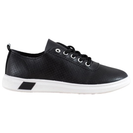 SHELOVET Åbne sneakers med øko -læder sort