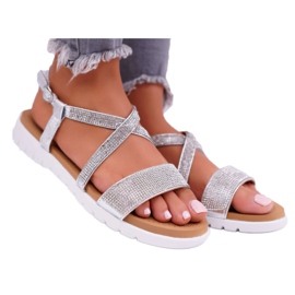 Kvinders sandaler Lu Boo med cubic zirconia 406-5 sølv Stella grå