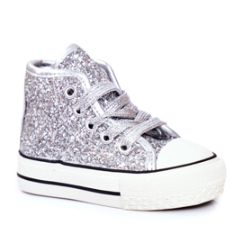 FRROCK Børnesneakers High Shiny Silver Ally sølv