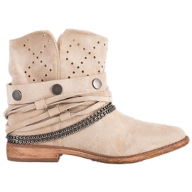 Bella Paris Støvler med dekorative striber beige