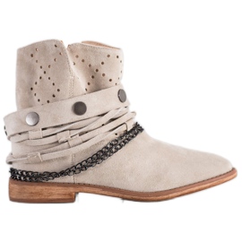 Bella Paris Støvler med dekorative striber beige