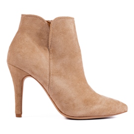 Bella Paris Klassiske støvler på høj hæl beige