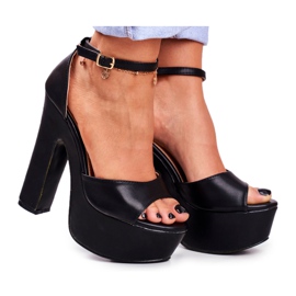 LU BOO Høje sorte sandaler på en Bar HighShoes Platform