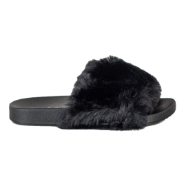Bona Moderigtige flip-flops med pels sort