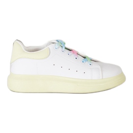 SHELOVET Sneakers med farverige snørebånd hvid grøn